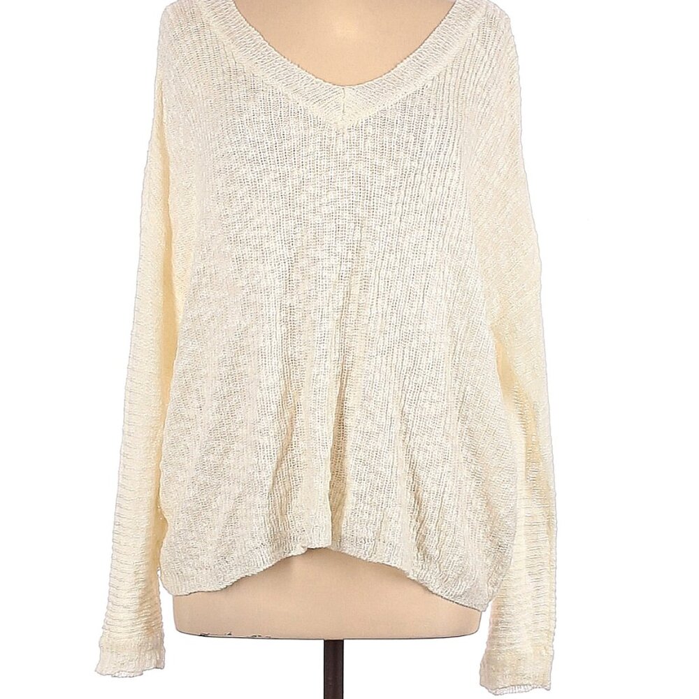 Rag Poets Size M Ivory knit Pullover sweater with open back